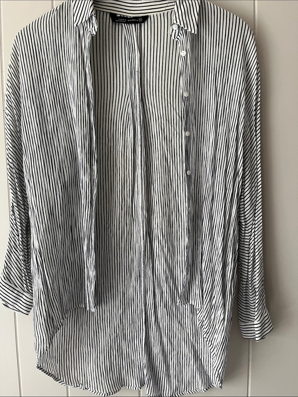 Zara Striped Blouse — White & Navy